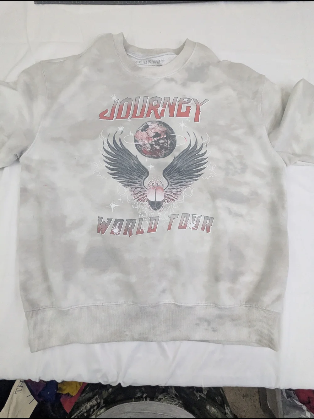 Journey World Tour Acid Washed  Grey & White Sweashirt Scarab Logo Medium